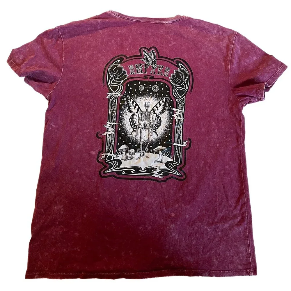 Empyre Zumiez T Shirt | Red Acid Wash Short Sleeve Tee Shirt